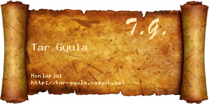 Tar Gyula névjegykártya